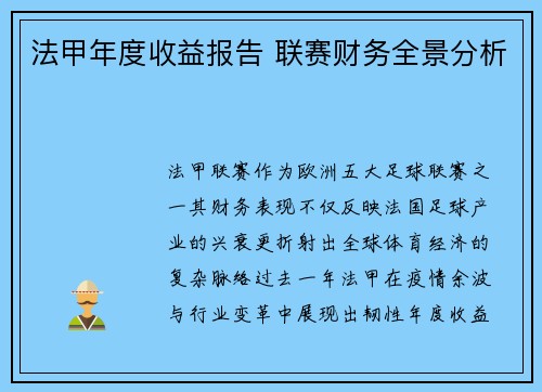 法甲年度收益报告 联赛财务全景分析